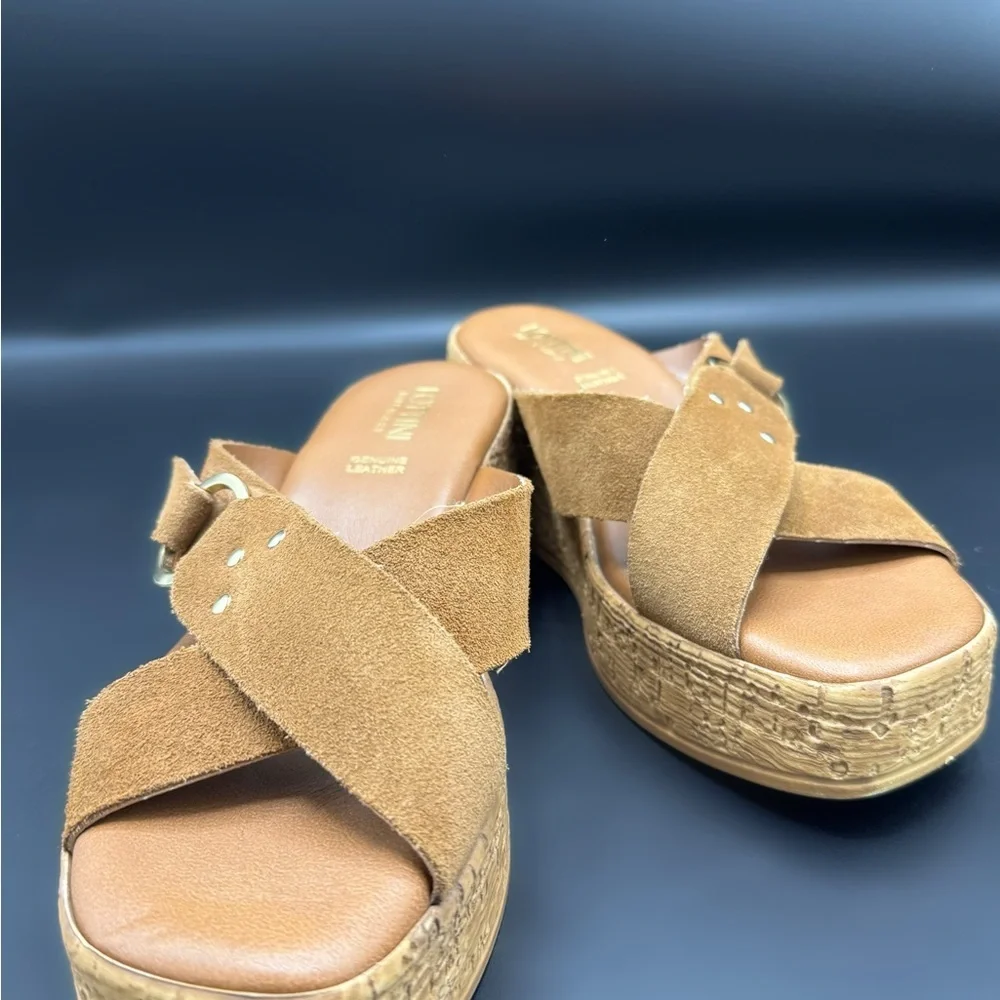 Lottini Italy Leather Platform Sandals Brown EU 38 Boho Comfort